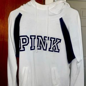 White and black PINK sweatshirt. barely worn. AWESOME SHAPE. Victoria’s Secret